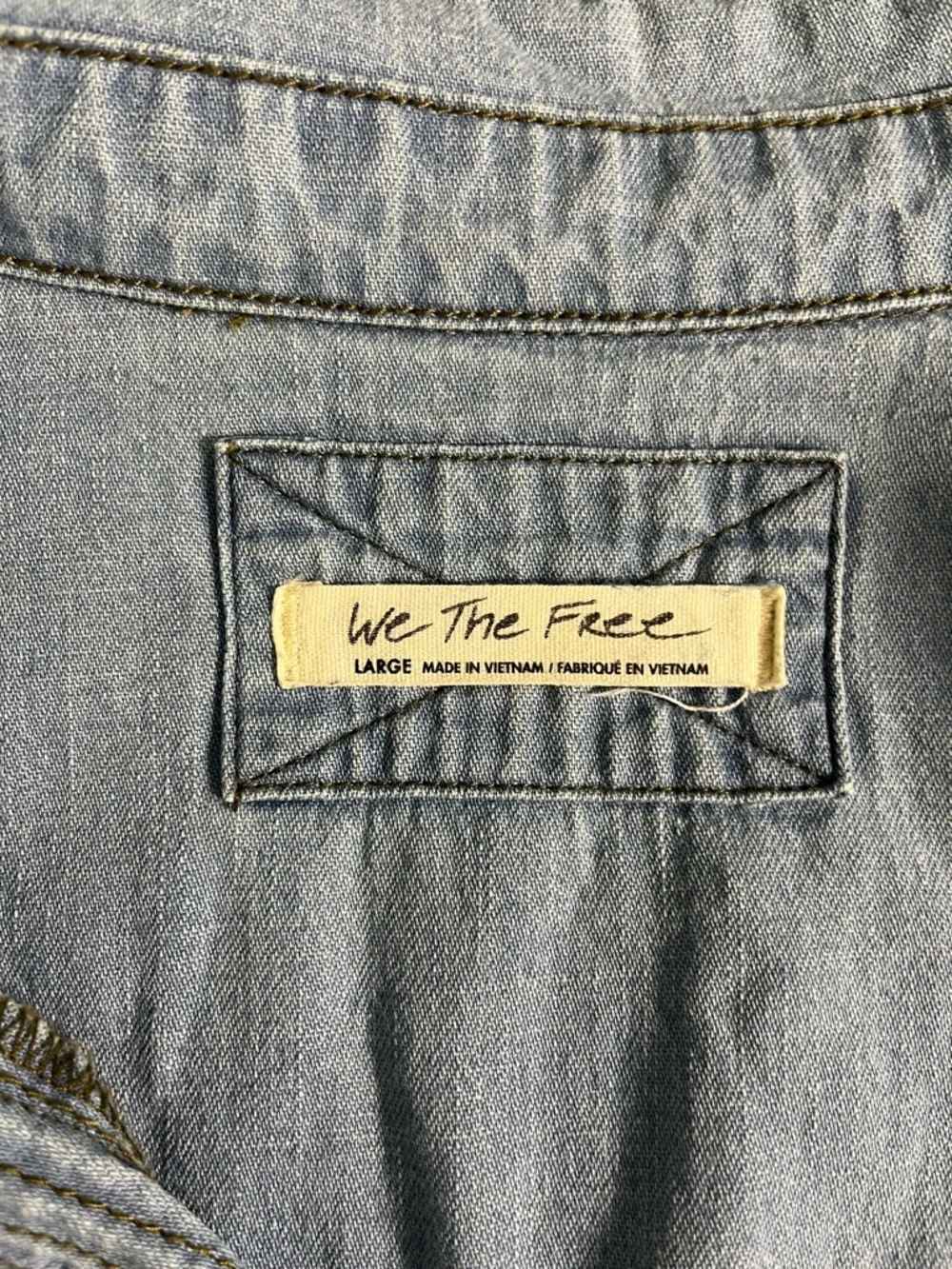 Free People Peyton Denim Pullover Long Sleeve Lightweight Blue Women’s Size L - Picture 3 of 7